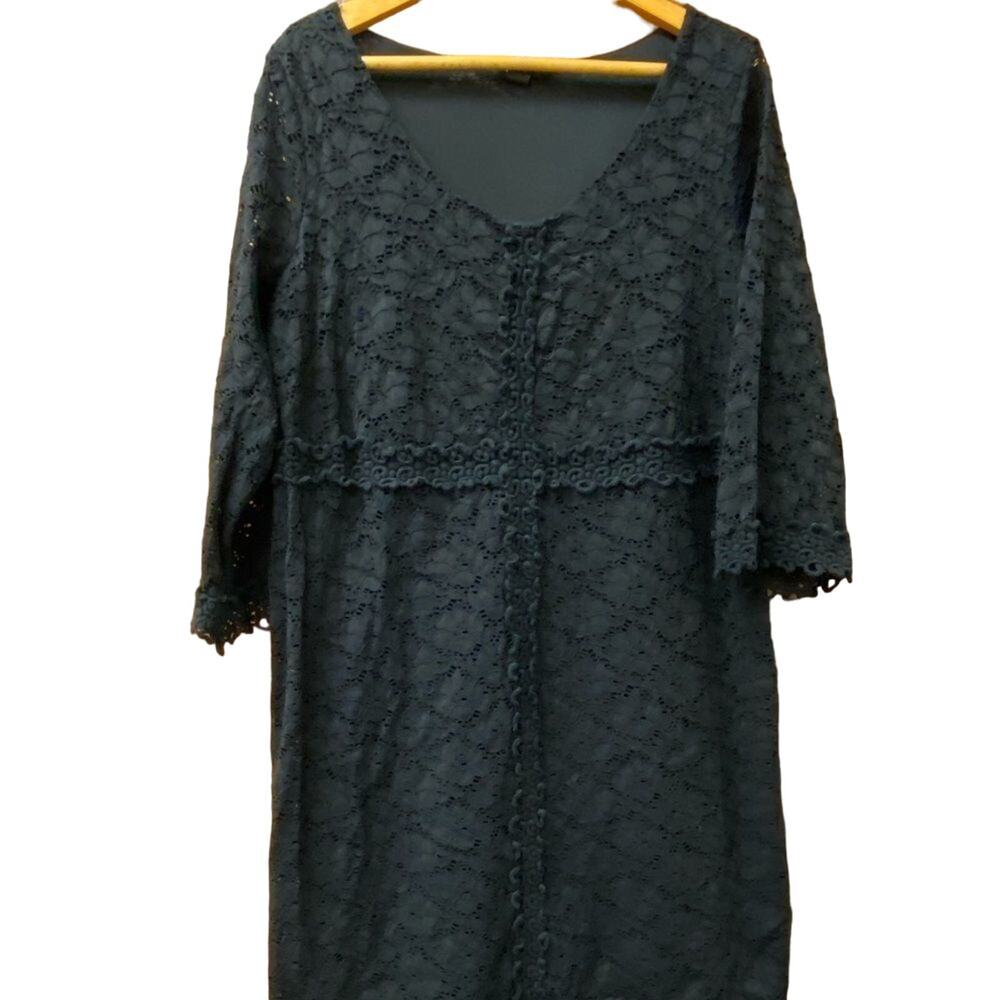 Alfani woman Black lace‎ 3/4 sleeve midi dress